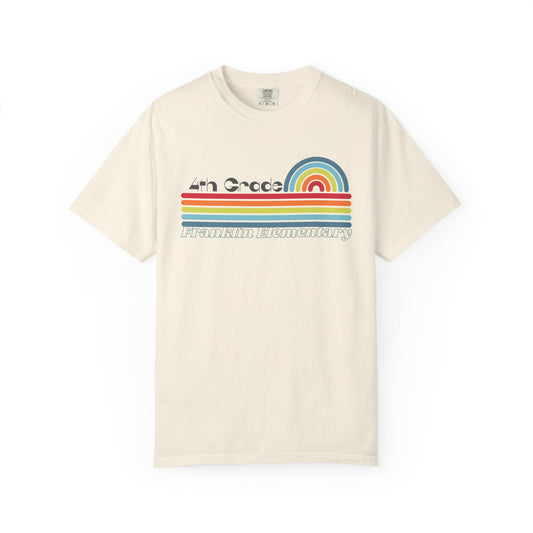 Retro Rainbow Grade Level Teacher Tee