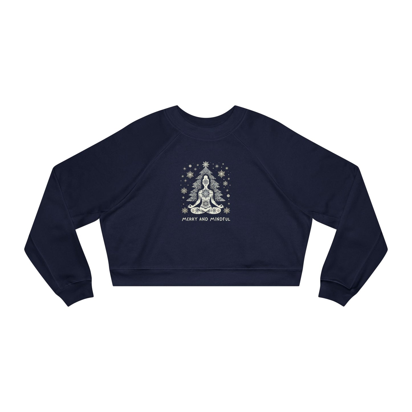 'Merry and Mindful' Yoga Holiday Graphic Cropped Pullover
