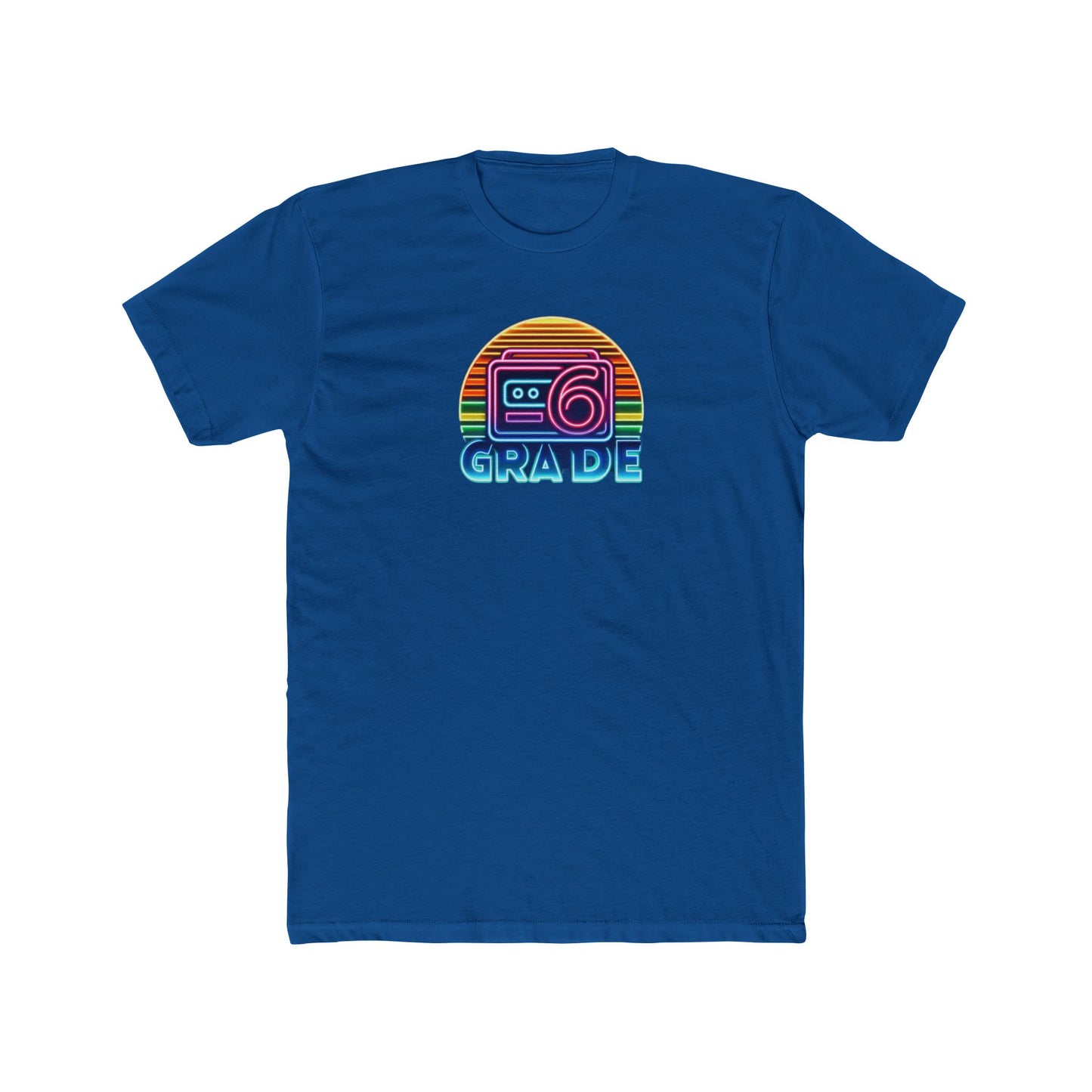 Retro Grade 6 Teacher or Student Cotton Crew Tee
