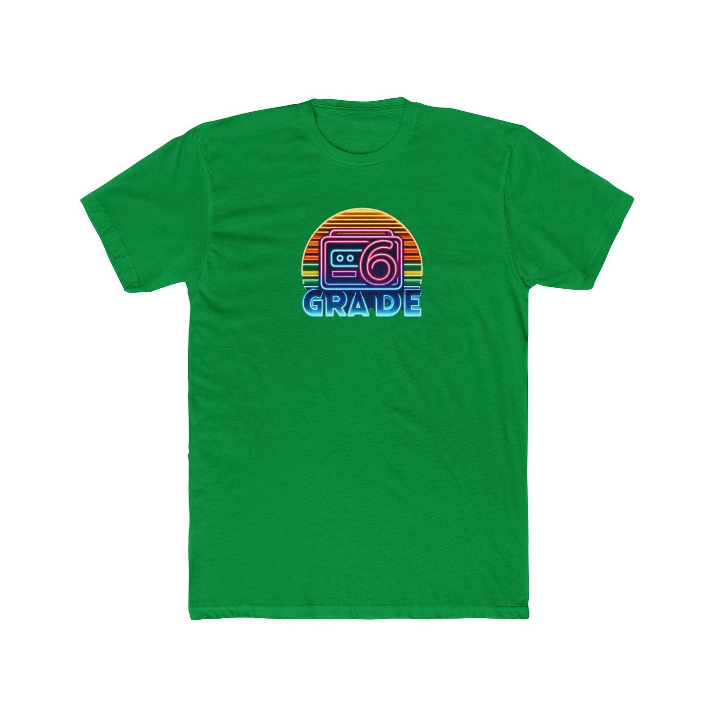 Retro Grade 6 Teacher or Student Cotton Crew Tee