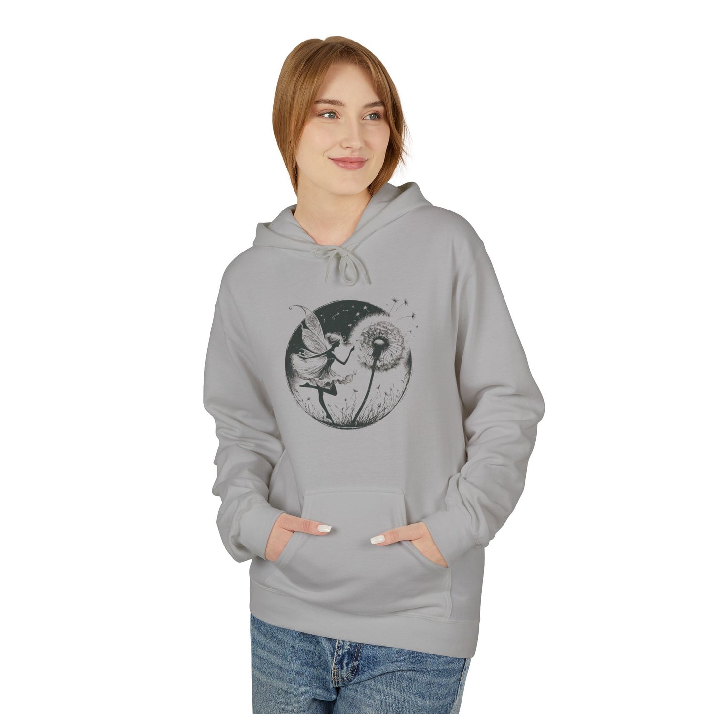 Grunge Fairy Blowing Dandelion Fleece Hoodie