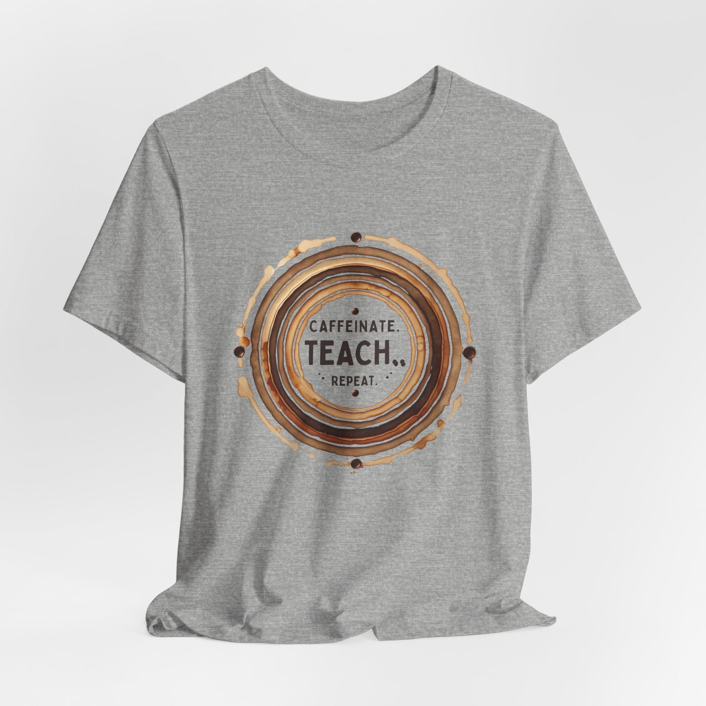 Caffeinate, Teach, Repeat Coffee Stain Ring Shirt