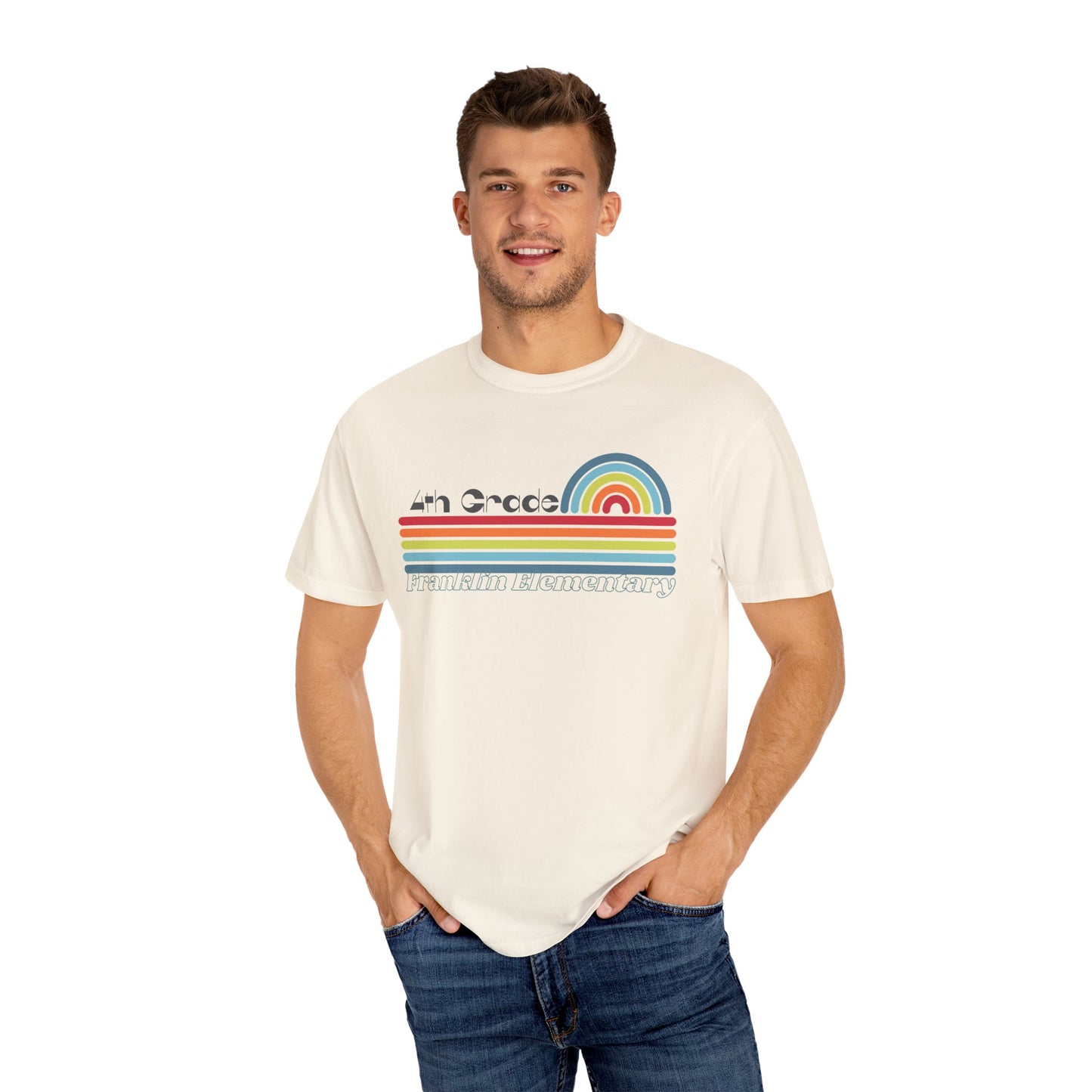Retro Rainbow Grade Level Teacher Tee