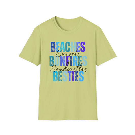 'Beaches, Bonfires, Besties, Sunsets, and Sandcastles' Tee