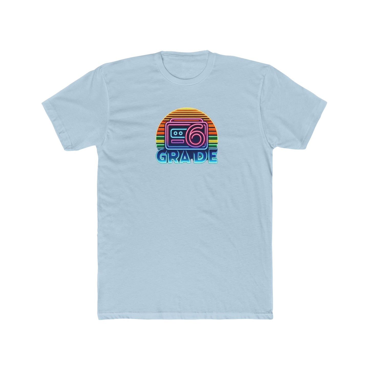 Retro Grade 6 Teacher or Student Cotton Crew Tee