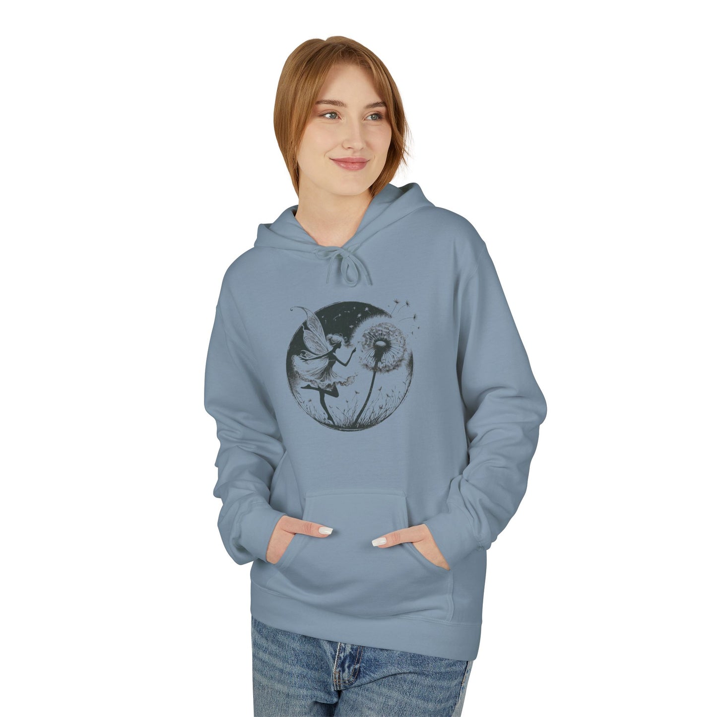Grunge Fairy Blowing Dandelion Fleece Hoodie