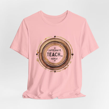 Caffeinate, Teach, Repeat Coffee Stain Ring Shirt