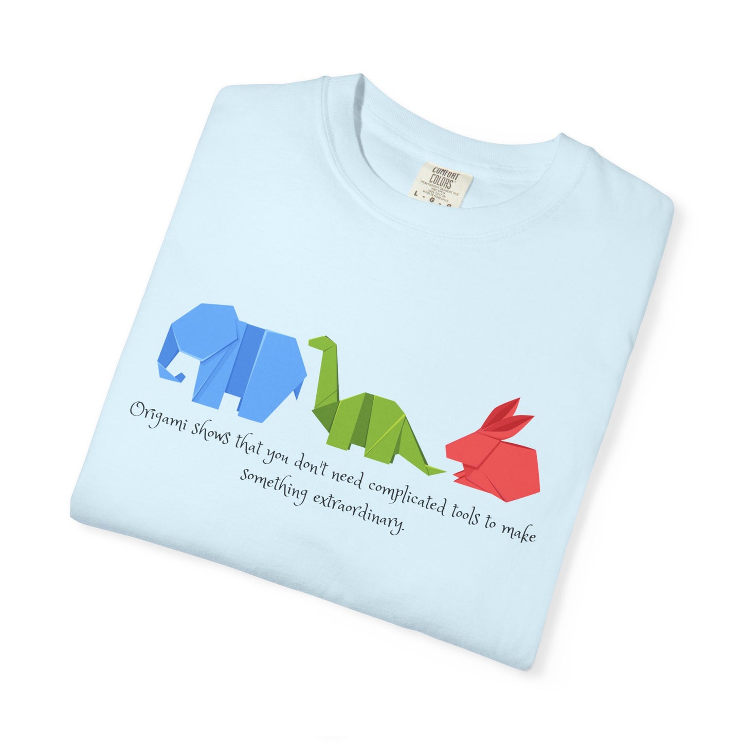 Origami Animal Tee — Elephant, Dinosaur & Rabbit Graphic T-Shirt