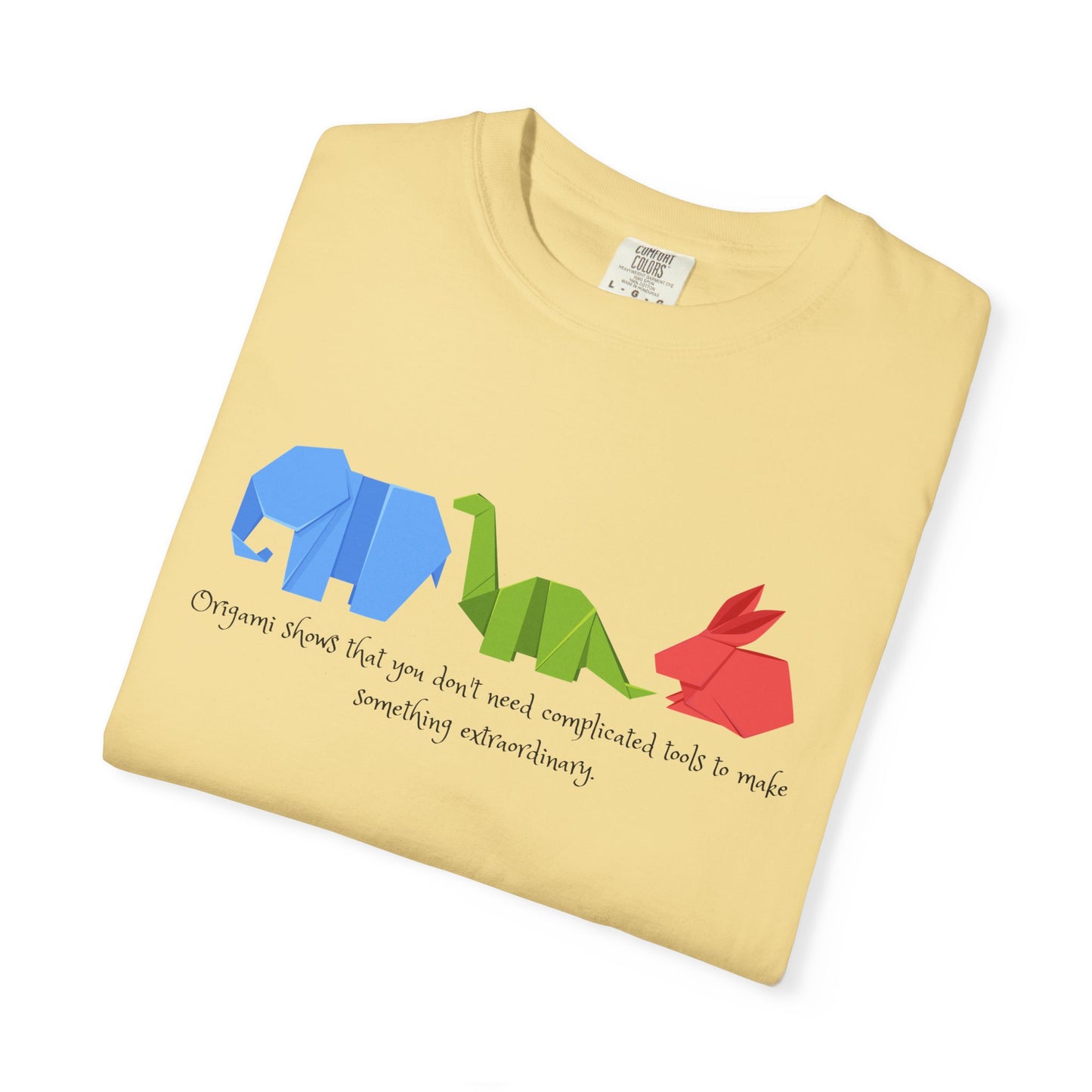 Origami Animal Tee — Elephant, Dinosaur & Rabbit Graphic T-Shirt