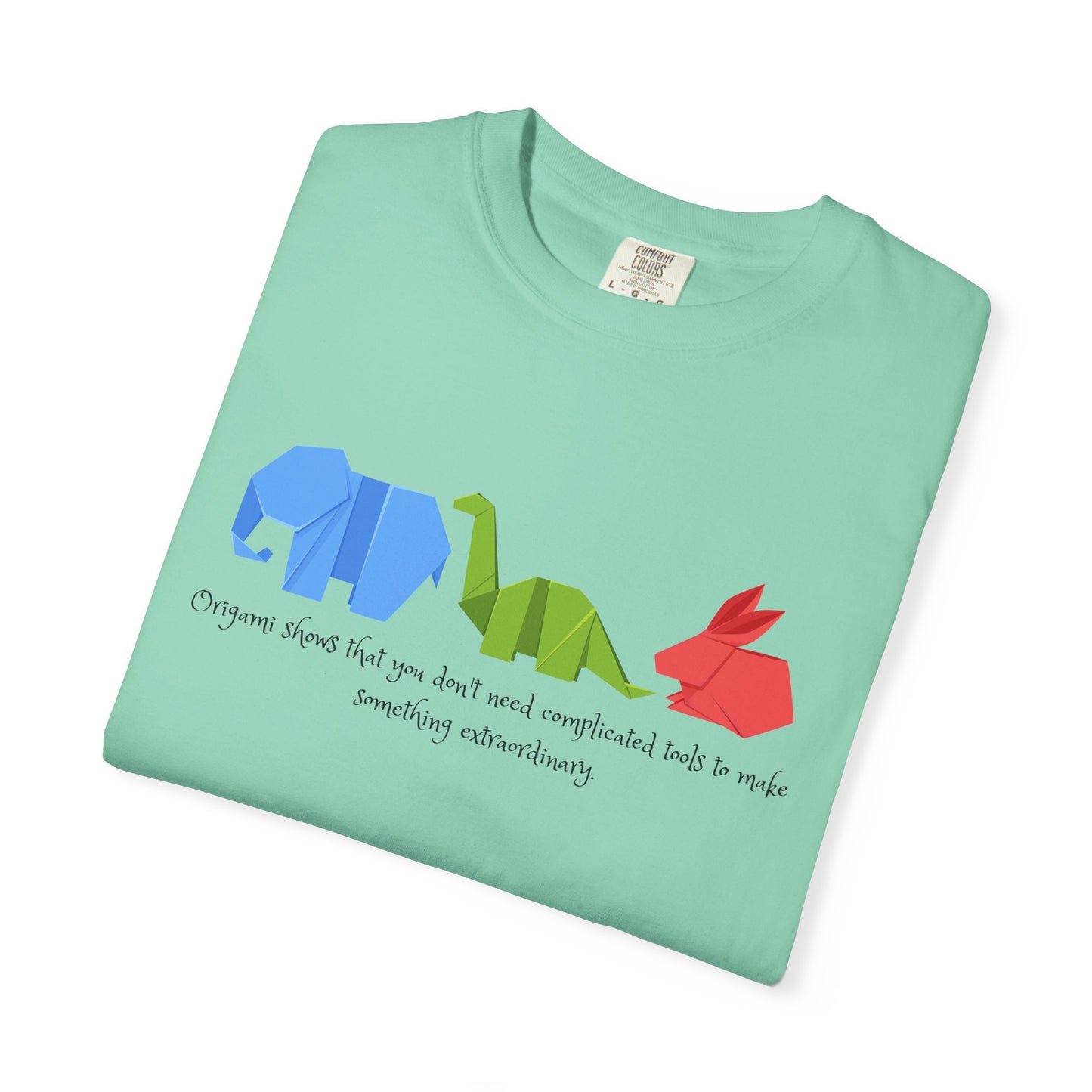 Origami Animal Tee — Elephant, Dinosaur & Rabbit Graphic T-Shirt