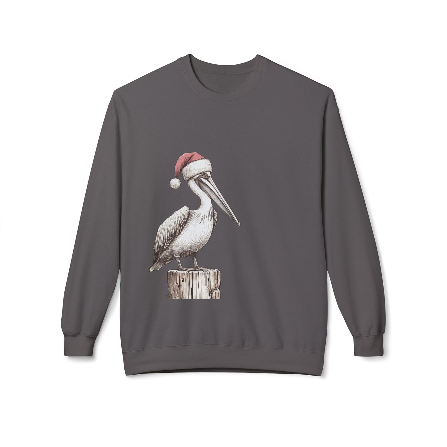 Pelican Christmas Crewneck Sweatshirt – Festive Santa Hat Beach Bird
