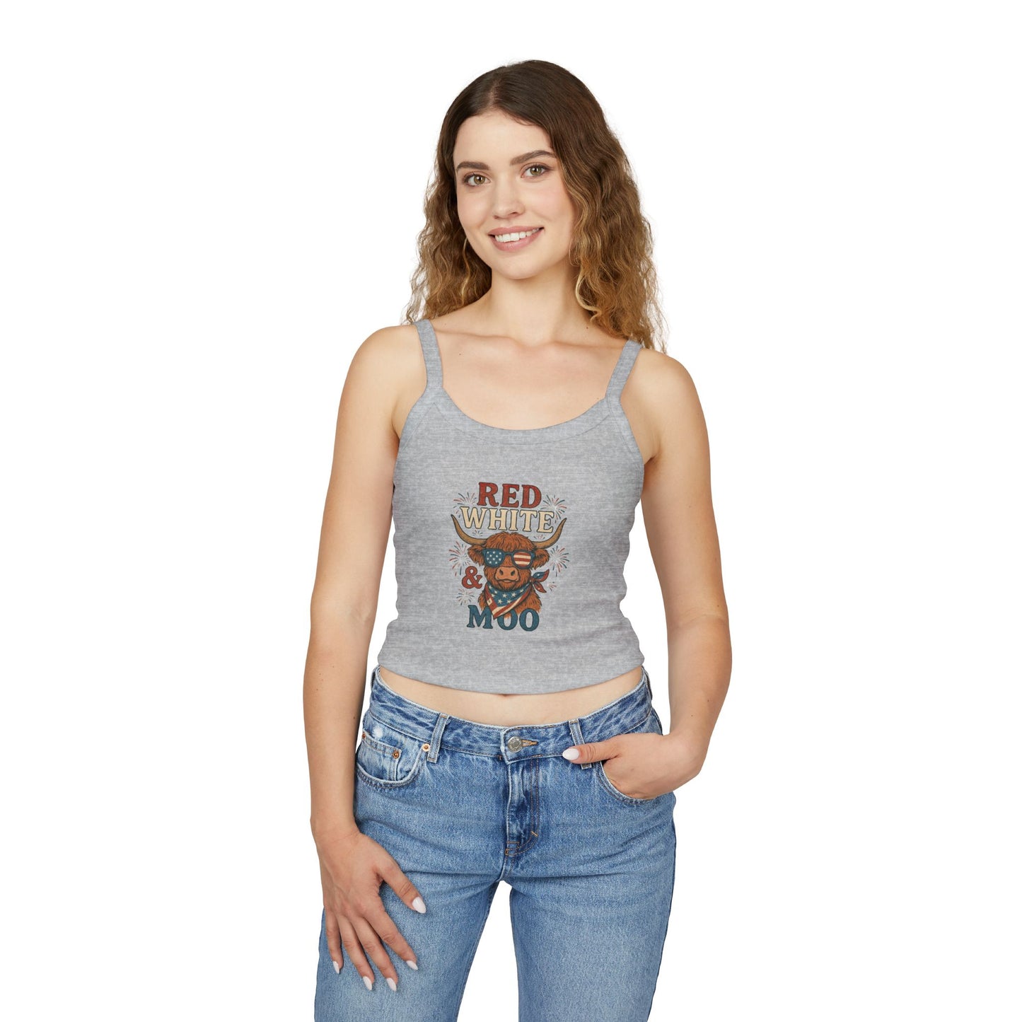 Red White & Moo Cow Crop Tank