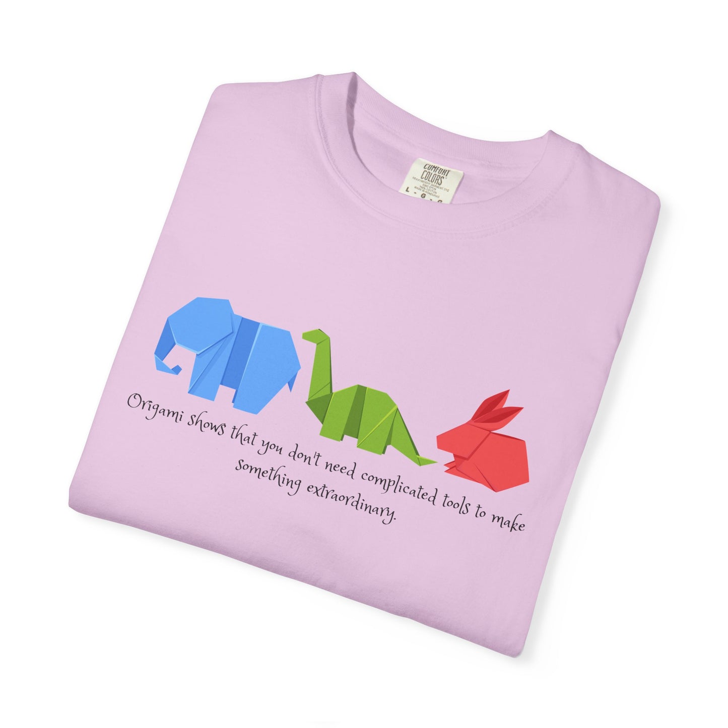 Origami Animal Tee — Elephant, Dinosaur & Rabbit Graphic T-Shirt