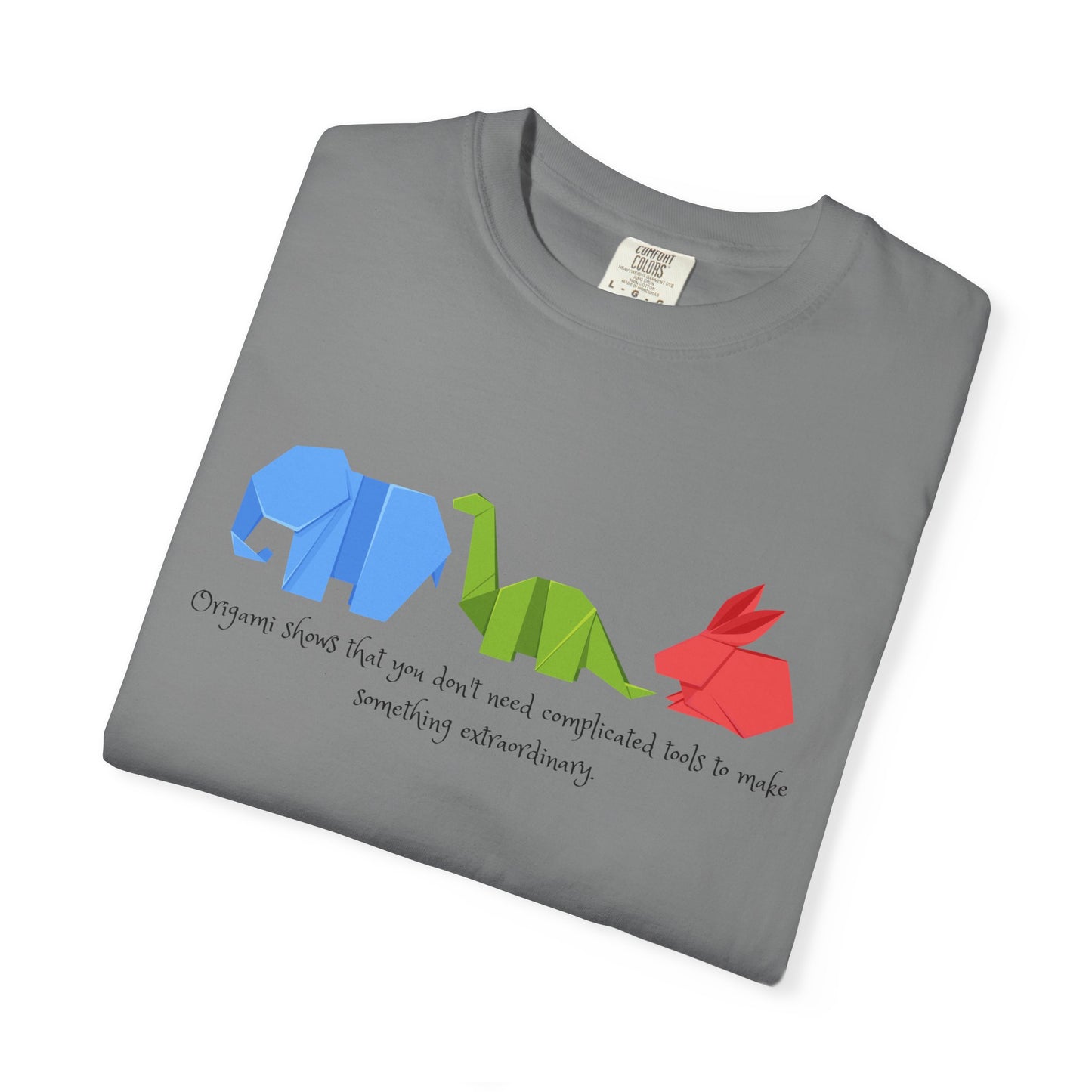 Origami Animal Tee — Elephant, Dinosaur & Rabbit Graphic T-Shirt