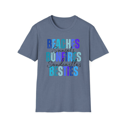 'Beaches, Bonfires, Besties, Sunsets, and Sandcastles' Tee