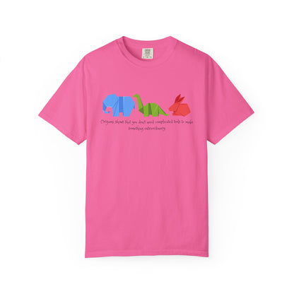 Origami Animal Tee — Elephant, Dinosaur & Rabbit Graphic T-Shirt