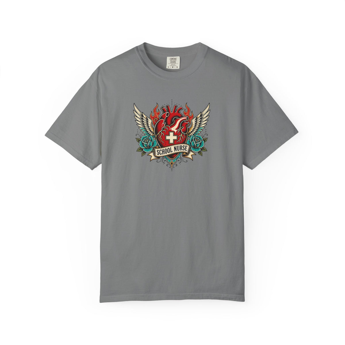 School Nurse Vintage Winged Heart Tee