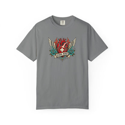 School Nurse Vintage Winged Heart Tee