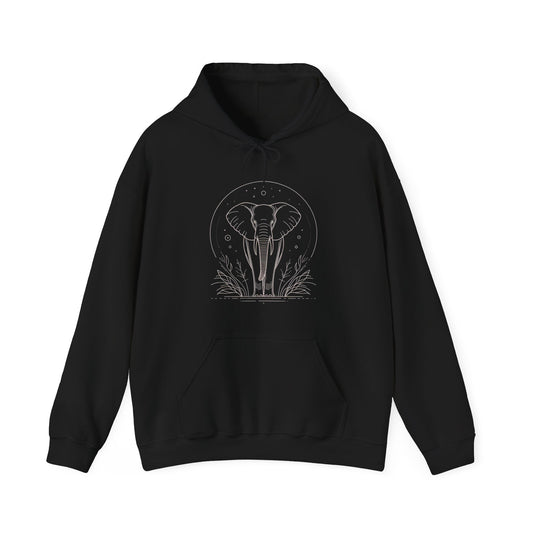 Elephant Moonline Hoodie — Minimalist Elephant Outline Sweatshirt