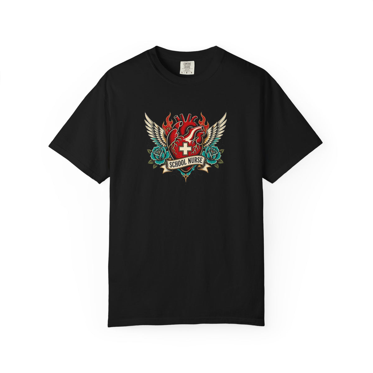 School Nurse Vintage Winged Heart Tee