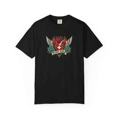 School Nurse Vintage Winged Heart Tee