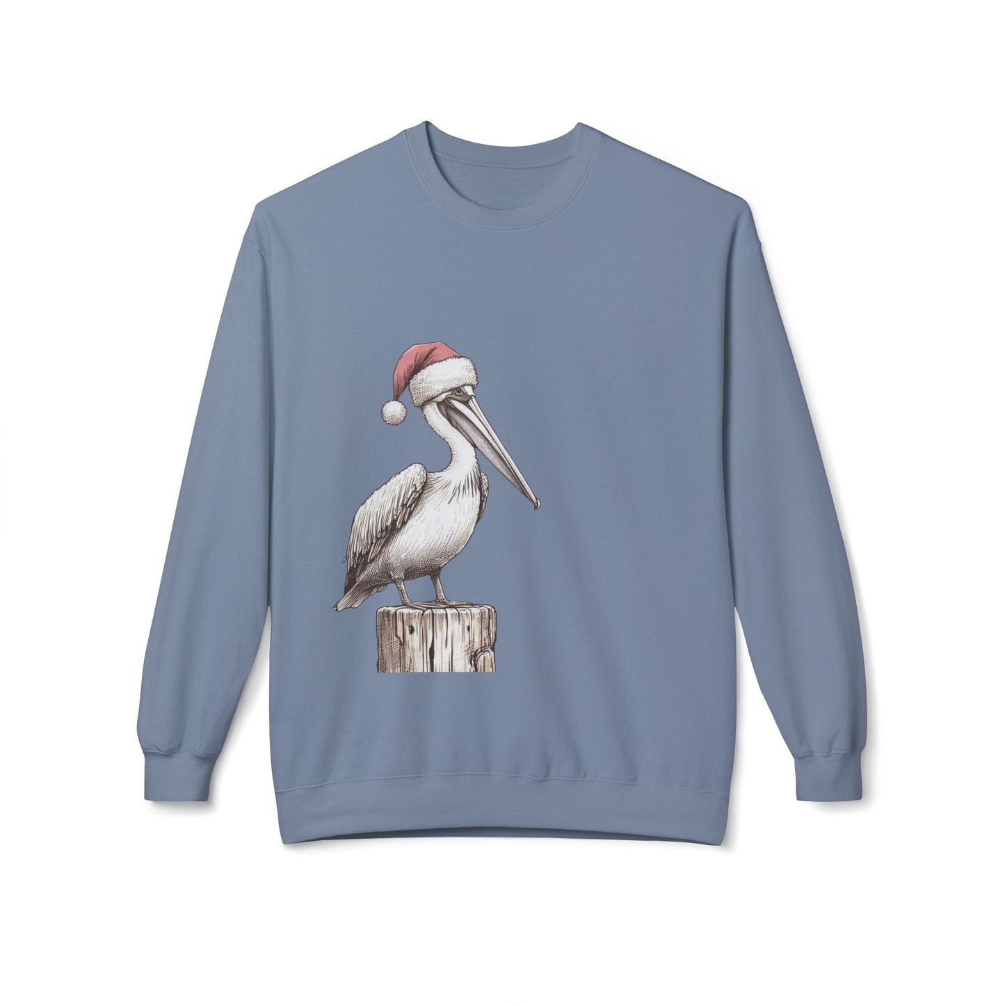 Pelican Christmas Crewneck Sweatshirt – Festive Santa Hat Beach Bird