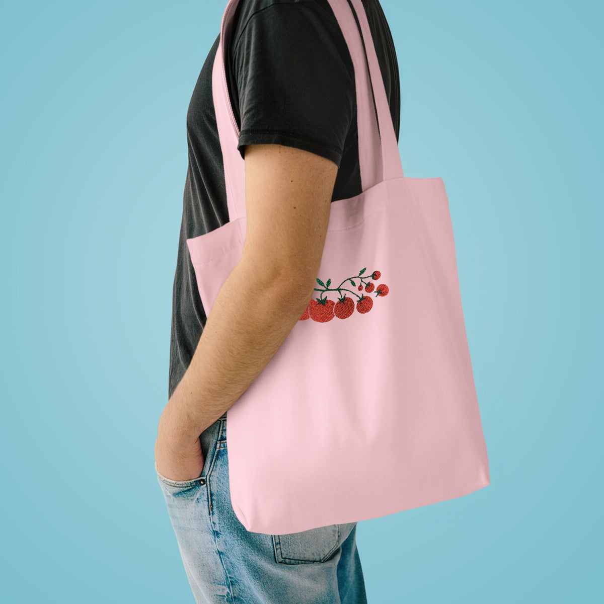 Embroidered Cherry Blossom Cotton Tote Bag — Floral Everyday Market Bag