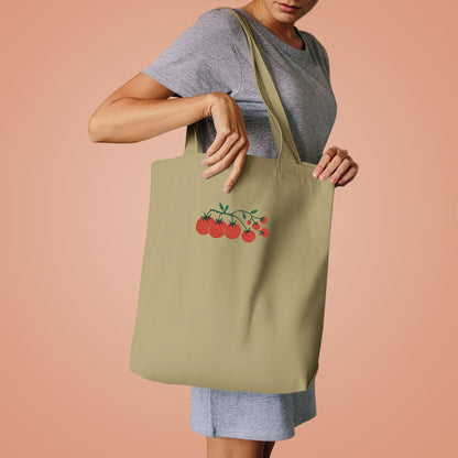 Embroidered Cherry Blossom Cotton Tote Bag — Floral Everyday Market Bag