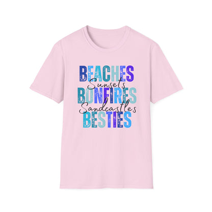 'Beaches, Bonfires, Besties, Sunsets, and Sandcastles' Tee