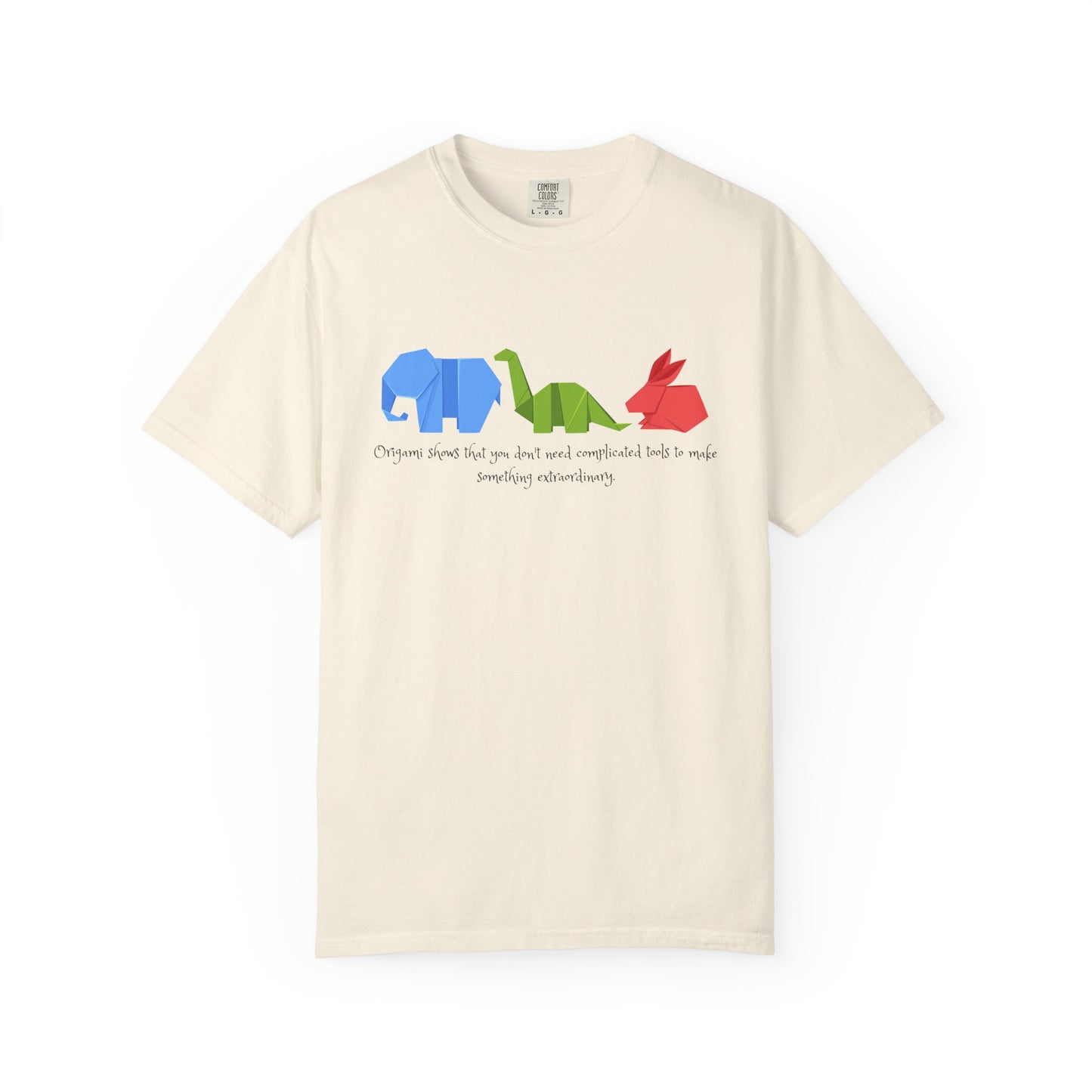 Origami Animal Tee — Elephant, Dinosaur & Rabbit Graphic T-Shirt