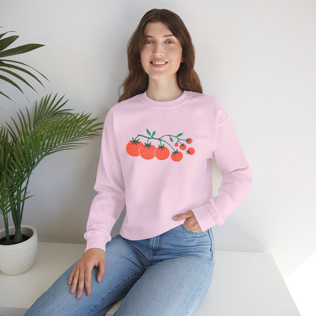 Cherry Tomato Vine Embroidered Sweatshirt