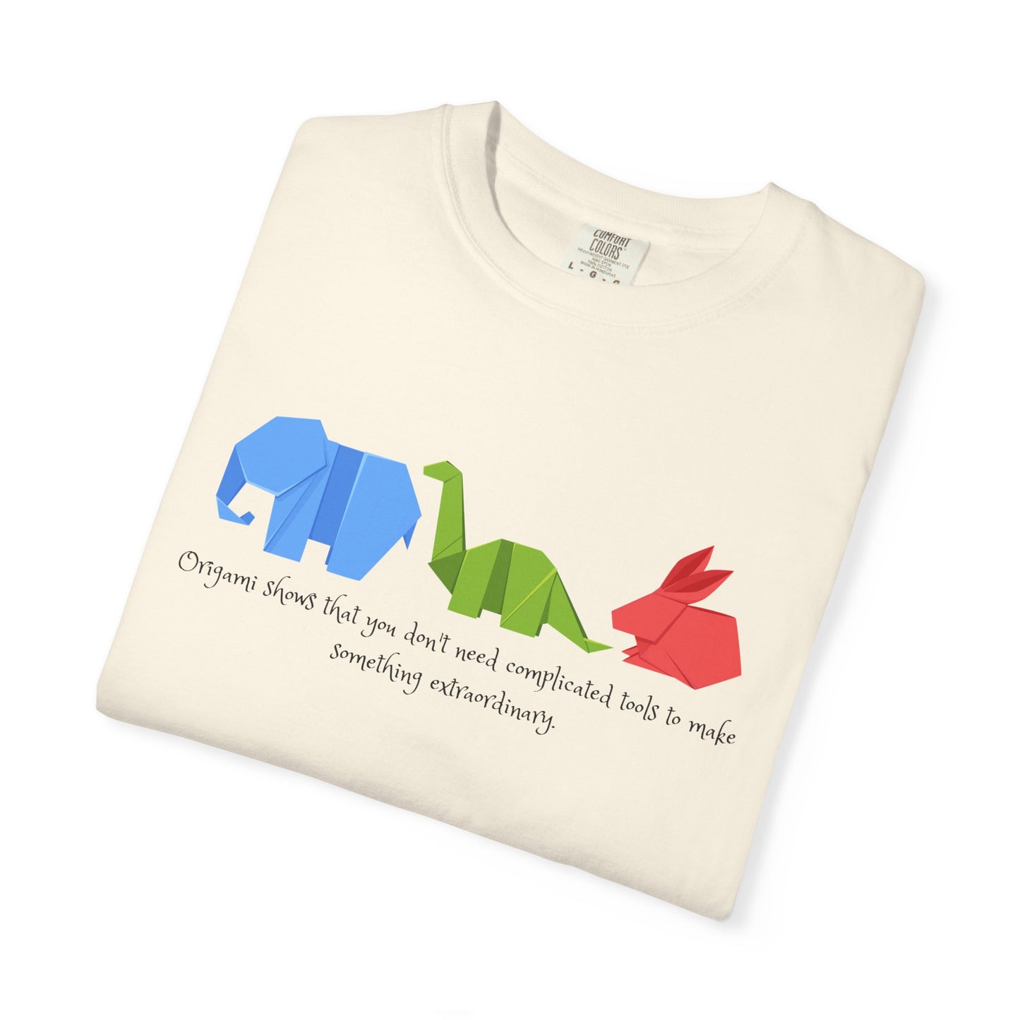 Origami Animal Tee — Elephant, Dinosaur & Rabbit Graphic T-Shirt