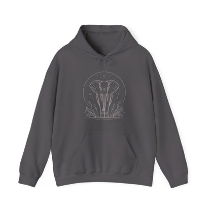Elephant Moonline Hoodie — Minimalist Elephant Outline Sweatshirt