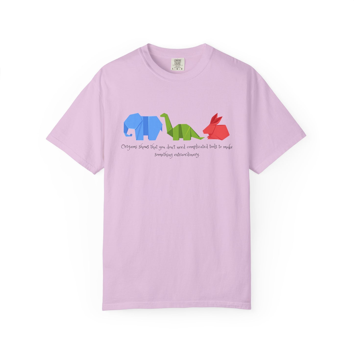 Origami Animal Tee — Elephant, Dinosaur & Rabbit Graphic T-Shirt