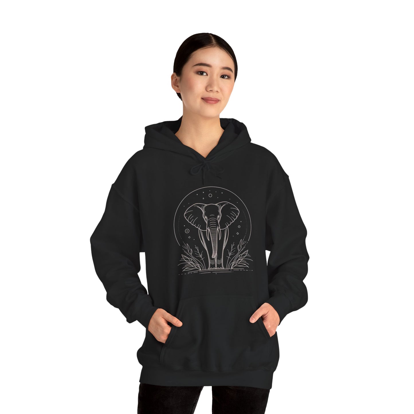 Elephant Moonline Hoodie — Minimalist Elephant Outline Sweatshirt