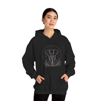 Elephant Moonline Hoodie — Minimalist Elephant Outline Sweatshirt
