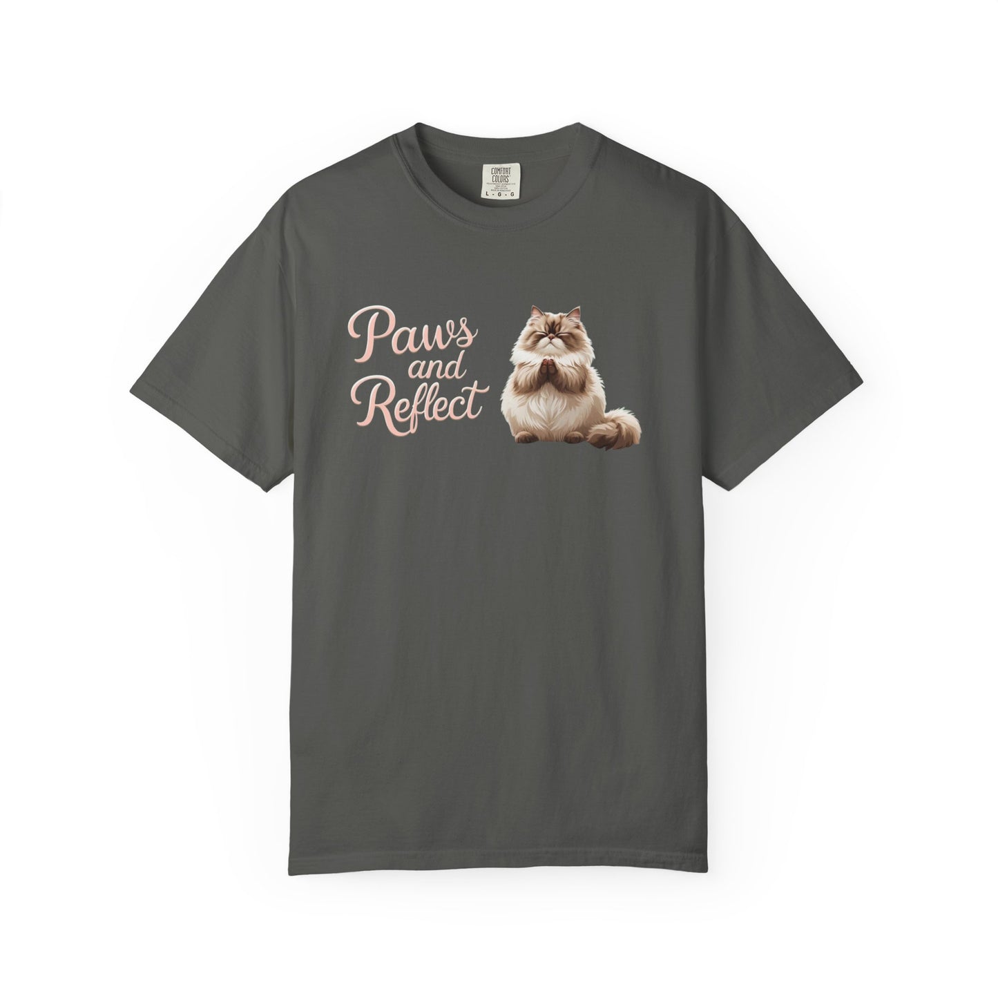 Whimsical Cat T-Shirt, Paws and Reflect Tee, Comfortable Unisex Shirt, Cat Lover Gift, Cozy Animal Apparel, Cute Pet Top