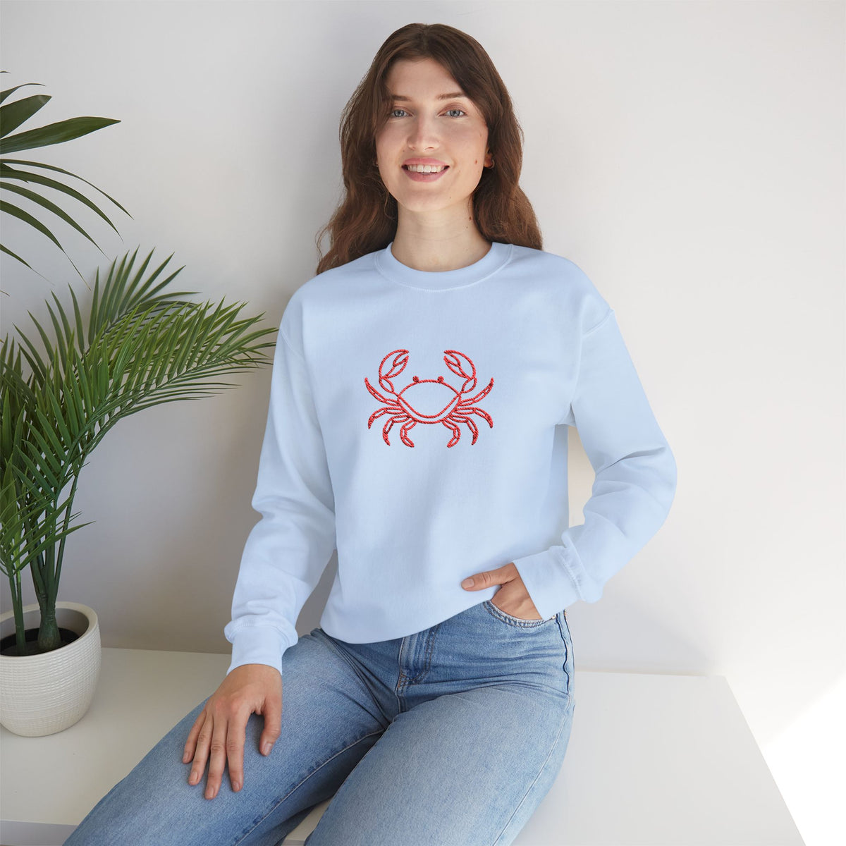 Crab Graphic Sweatshirt — Coastal Crab Crewneck for Beach Lovers