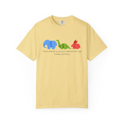 Origami Animal Tee — Elephant, Dinosaur & Rabbit Graphic T-Shirt