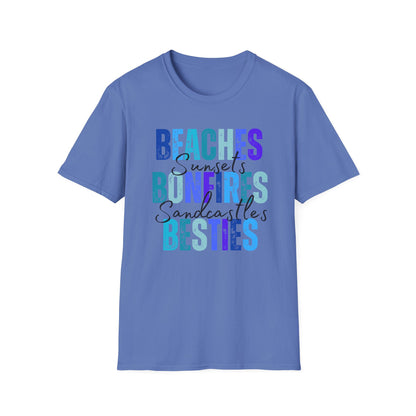 'Beaches, Bonfires, Besties, Sunsets, and Sandcastles' Tee