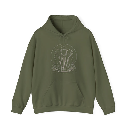 Elephant Moonline Hoodie — Minimalist Elephant Outline Sweatshirt