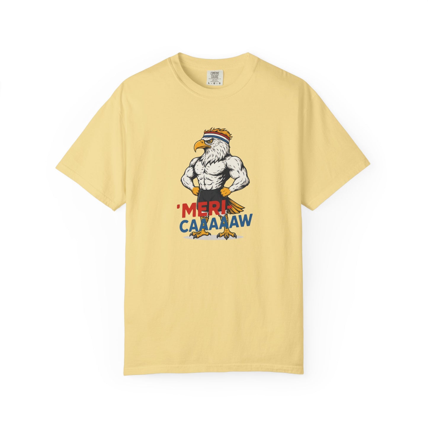 Patriotic Muscular Eagle "Meri Caaaaw" Graphic Tee