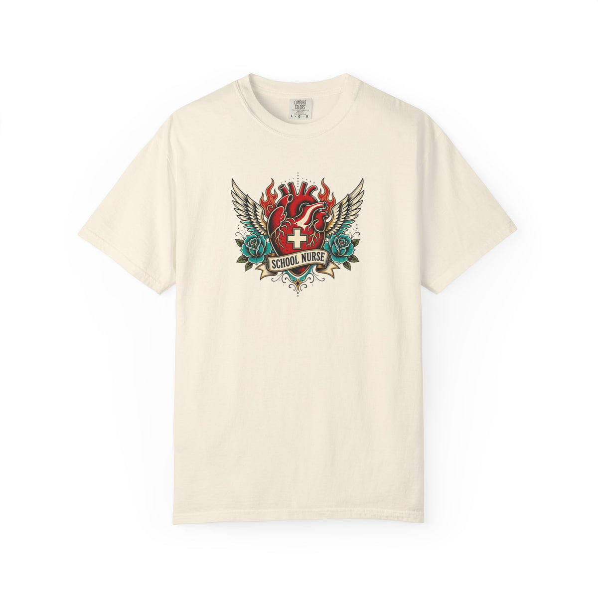 School Nurse Vintage Winged Heart Tee