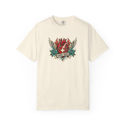 School Nurse Vintage Winged Heart Tee