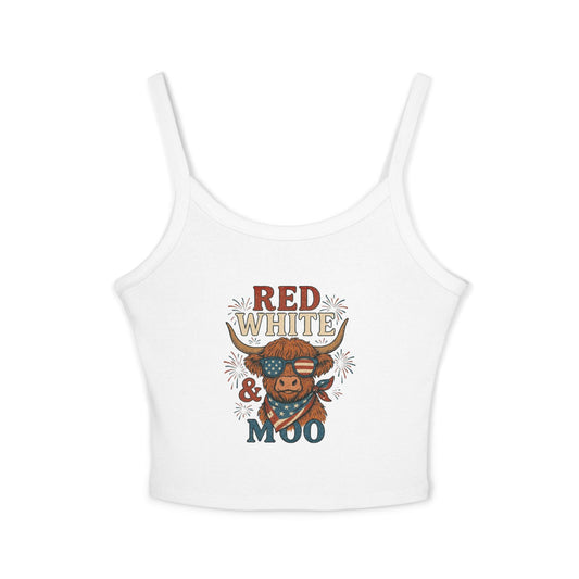 Red White & Moo Cow Crop Tank