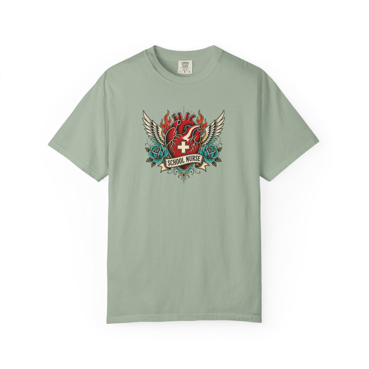 School Nurse Vintage Winged Heart Tee