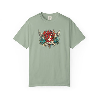 School Nurse Vintage Winged Heart Tee