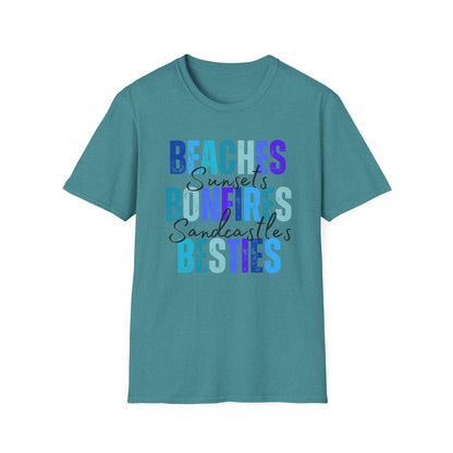 'Beaches, Bonfires, Besties, Sunsets, and Sandcastles' Tee