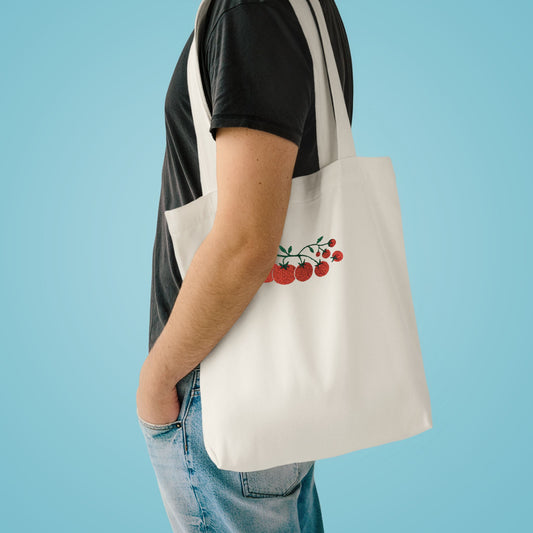 Embroidered Cherry Blossom Cotton Tote Bag — Floral Everyday Market Bag