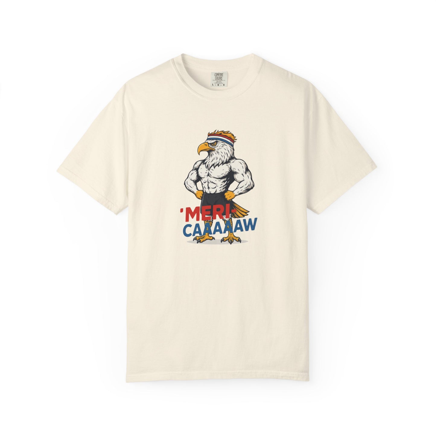 Patriotic Muscular Eagle "Meri Caaaaw" Graphic Tee